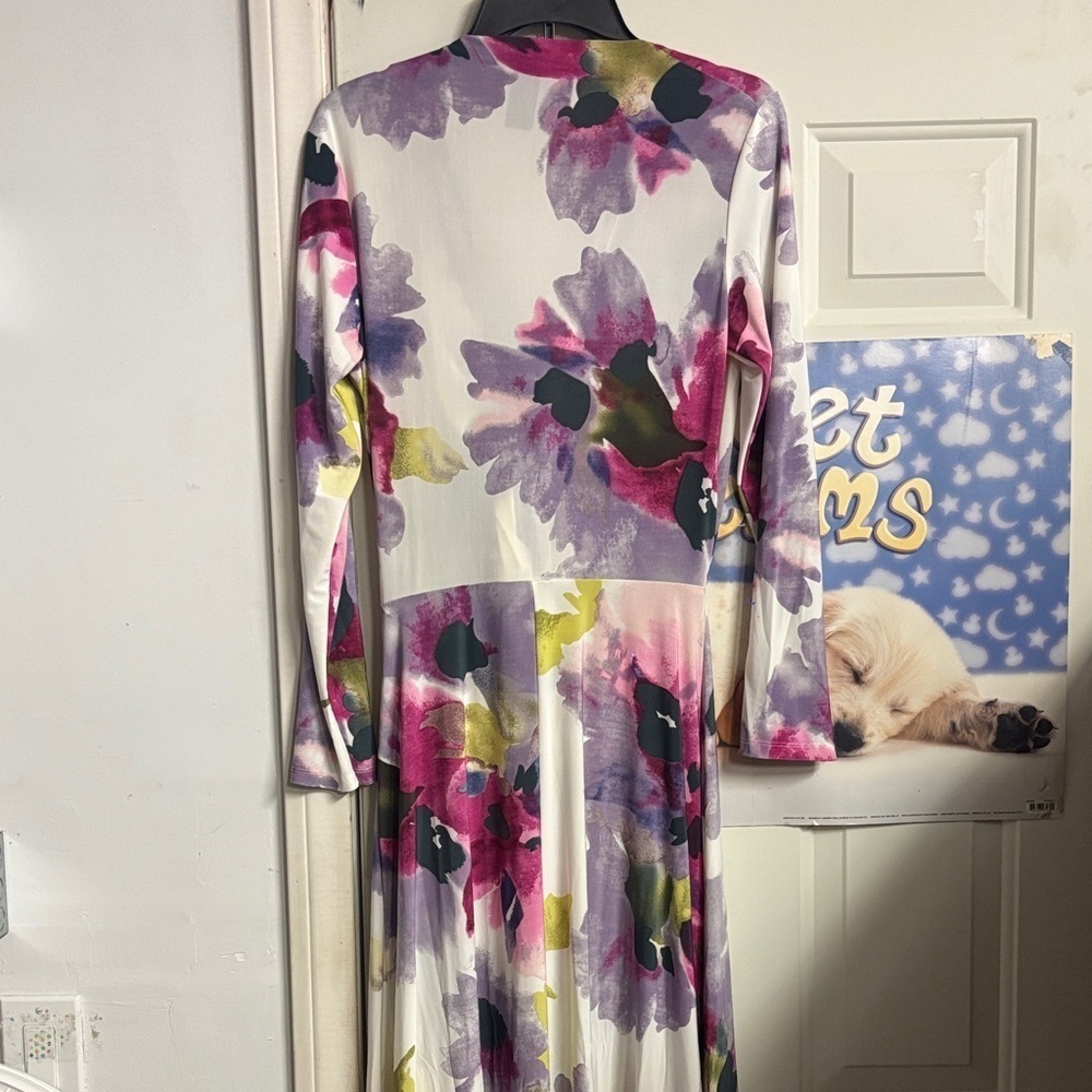 Floral Long Sleeve Dress with Tie Front Size XL - Picture 4 of 5